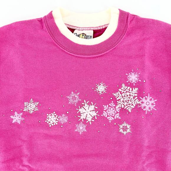 Y2K pink snowflake double collar sweatshirt 2000s vintage - Picture 3 of 6